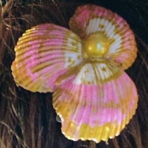 Pink and Gold Floral Hair Clip